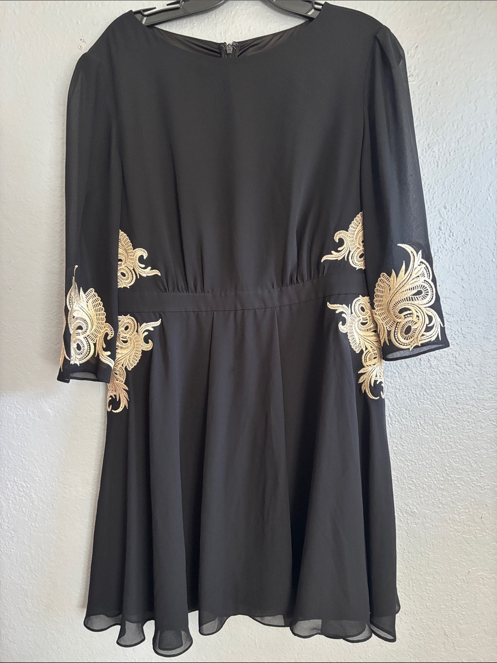 Ted Baker London Black Dress with Gold Embroidered Accents